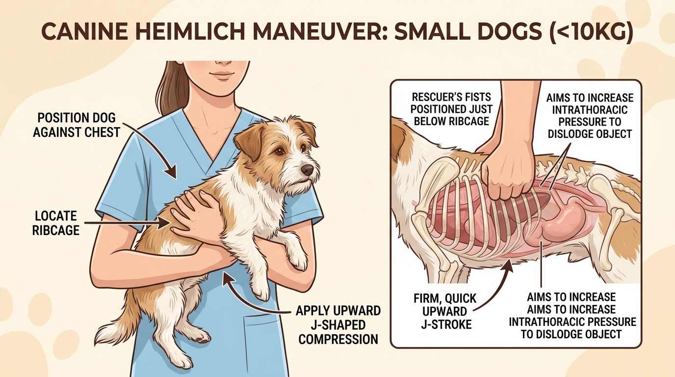 Diagrama de Maniobra de Heimlich en Perros Pequeños